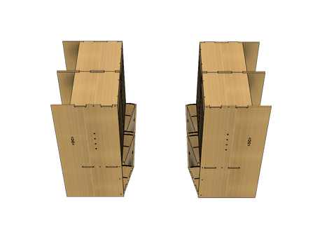Concept 429 2+2 WA wooden van racking system with adjustable shelves and tilt boxes, perfect for organizing tools in professional trades vans.