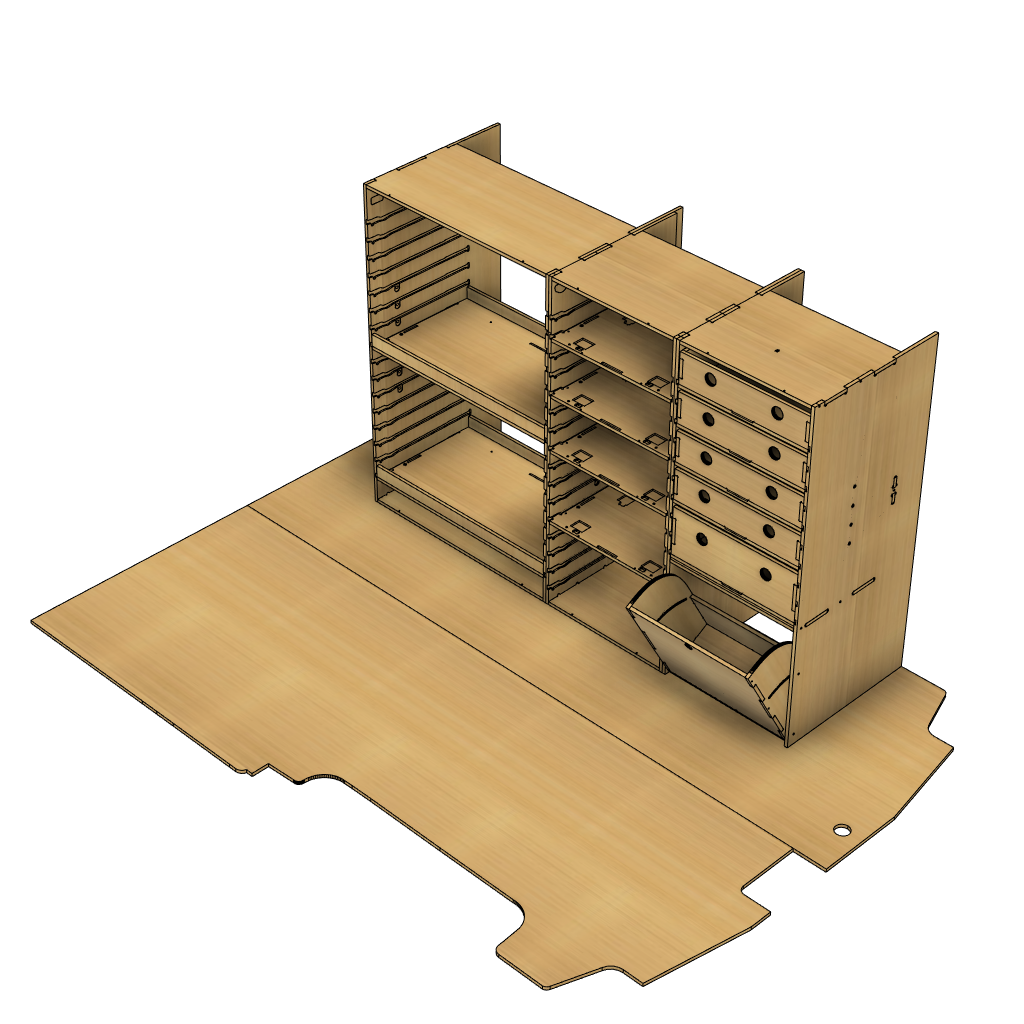 Van Racking, Chop Saw Unit with Shelves and Versatile Drawer