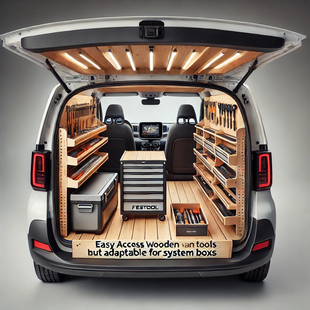 Vw Van Racking Easy Access Wooden Van Racking VW ID BUZZ – Custom Solutions UK